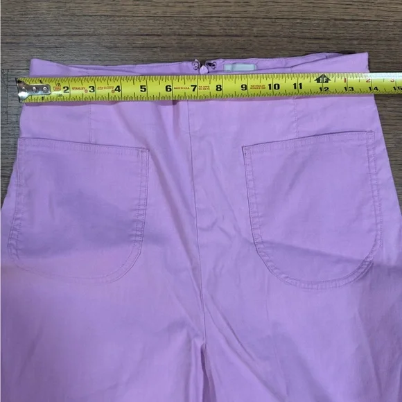 Anthropologie Maeve The Colette Magic Fabric Ruffle-Hem Crop Pants-Lilac Pink-29 - Picture 12 of 12